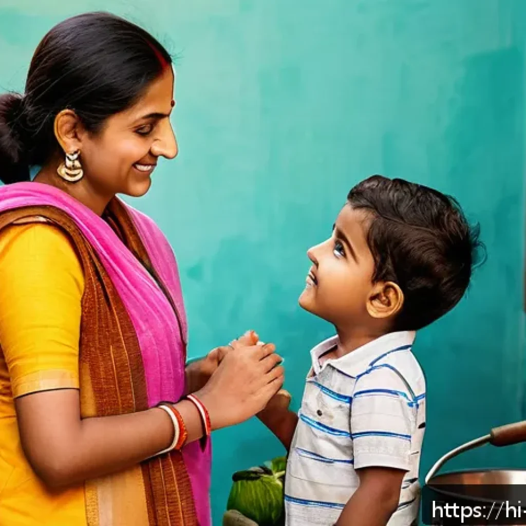 페미니즘과 사회적 변화 - A detailed, vibrant family scene in a contemporary Indian home showing a modern family with a woman ...